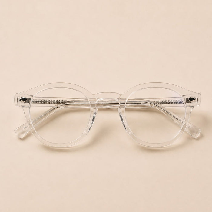 Óculos de bloqueio de luz azul Vanta modelo Quartz, vistos de frente. Armação premium com lentes transparentes discretas para uso frente a ecrãs.